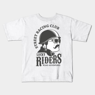 Street Racing Club Lucky Riders Road Adventures, Funny Vintage Cyclist Father's Day Gift Kids T-Shirt